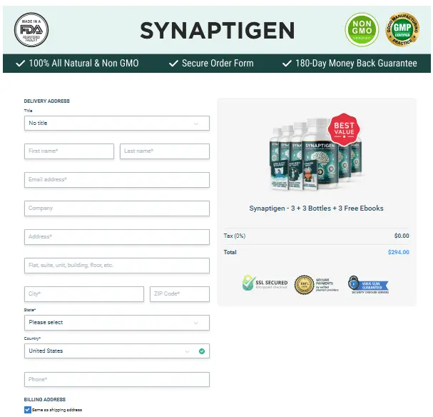 Synaptigen order page